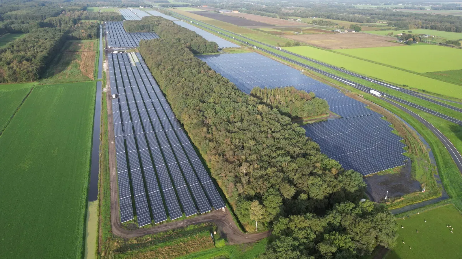 Hollandscheveld: le file di moduli lungo l'autostrada A37